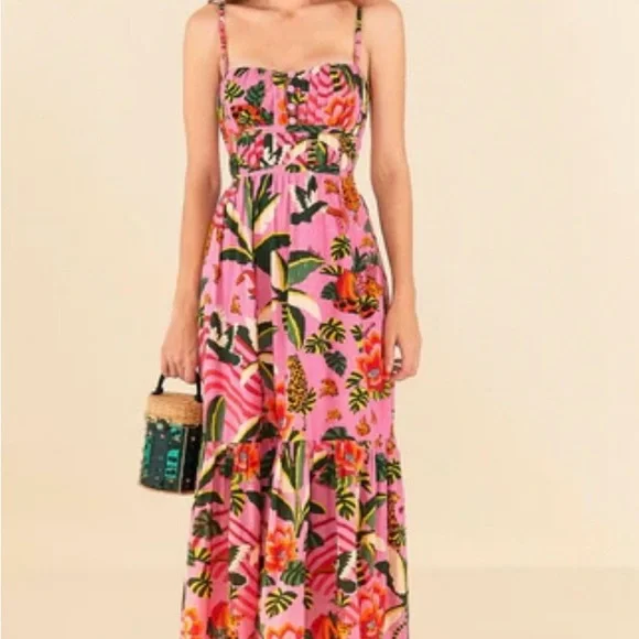 FARM Rio Pink Leopard Forest Midi Dress - Picture 9 of 9